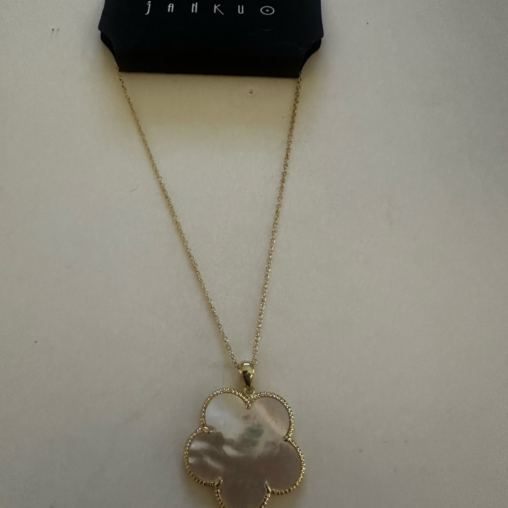 Gold Mother of Pearl Clover Necklace - Picture 3 of 4